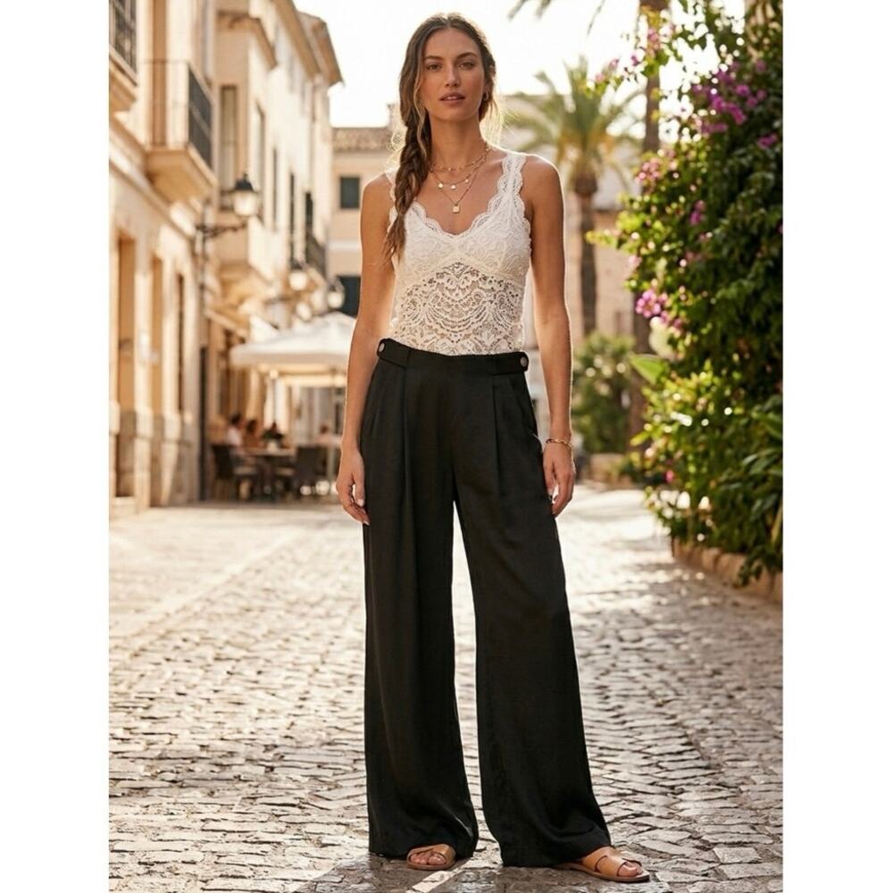 FREE PEOPLE RARE Good Days Satin Trousers - Black Sz XS, Deadstock